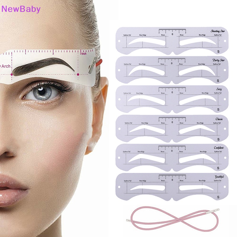 Newbaby 6Pcs Reusable Eye Brow Drawing Guide Kartu Template Makeup Pembentuk Alis Alis ID