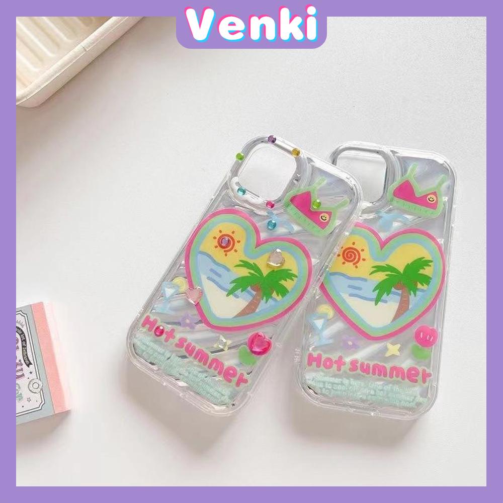 VENKI - Untuk iPhone 11 iPhone Case Laser Reflektif Bening Phone Case TPU Soft Shockproof Airbag Case Cute Summer Coco Kompatibel dengan iPhone 14 13 Pro max 12 Pro 7Plus 8Plus