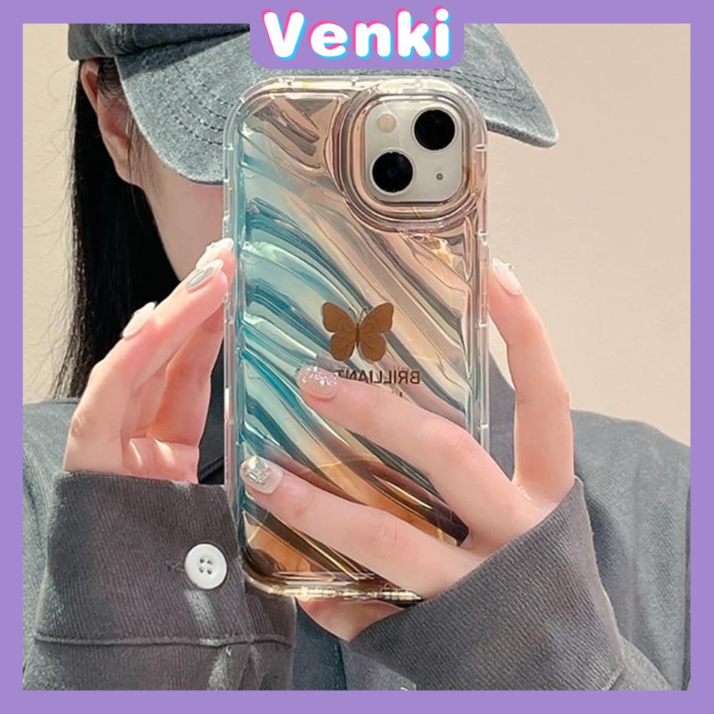 VENKI - Untuk iPhone 11 iPhone Case Laser Reflektif Bening Phone Case TPU Soft Shockproof Airbag Case Lucu Gradien Kupu-kupu Kompatibel dengan iPhone 14 13 Pro max 12 Pro 7Plus 8Plus