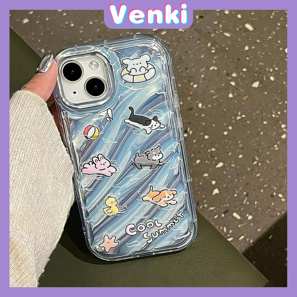 VENKI - Untuk iPhone 11 iPhone Case Laser Reflektif Bening Phone Case TPU Soft Shockproof Airbag Phone Case Hewan Kartun Lucu Kompatibel dengan iPhone 14 13 Pro max 12 Pro Max XR