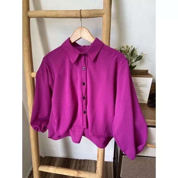 BEFAST - ZEC OOTD WANITA BLOUSE ZIA / Elza Crop Balon CRINCLE / Atasan Wanita Lengan Panjang / Fashion Kekinian Remaja ABG / Blouse Polos Formal / Pakaian Kerja Wanita Casual / Outfit Daily Wanita Hijab Style / Blouse Crop Polos Formal