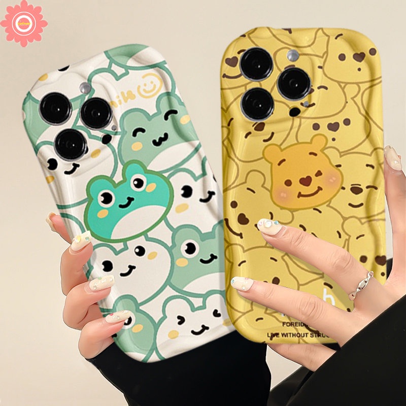 Casing Winnie The Pooh Kodok Lucu Untuk Redmi 9A A1 9C NFC 10C 10A A2 10 9T 9 POCO M3 Redmi Note 11 9 8 12 10s 10 11s Pro Max Full Layar Catoon Lembut 3D Wavy Curved Edge Shockproof Sarung