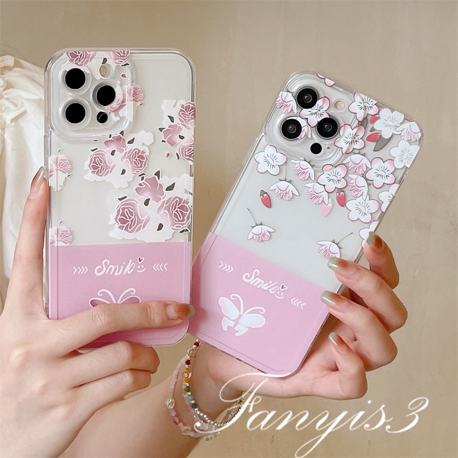 OPPO A78 A17 A17k A77 A77s A57 A76 A96 A16 A16s A15 A15s A54 A74 A55 A95 A94 A93 A53 A33 A32 A9 2020 A3s A5s Reno 8T 7Z 6 5Pro F11 F9Pro Butterfly Flower Casing Handphone TPU Soft Cover