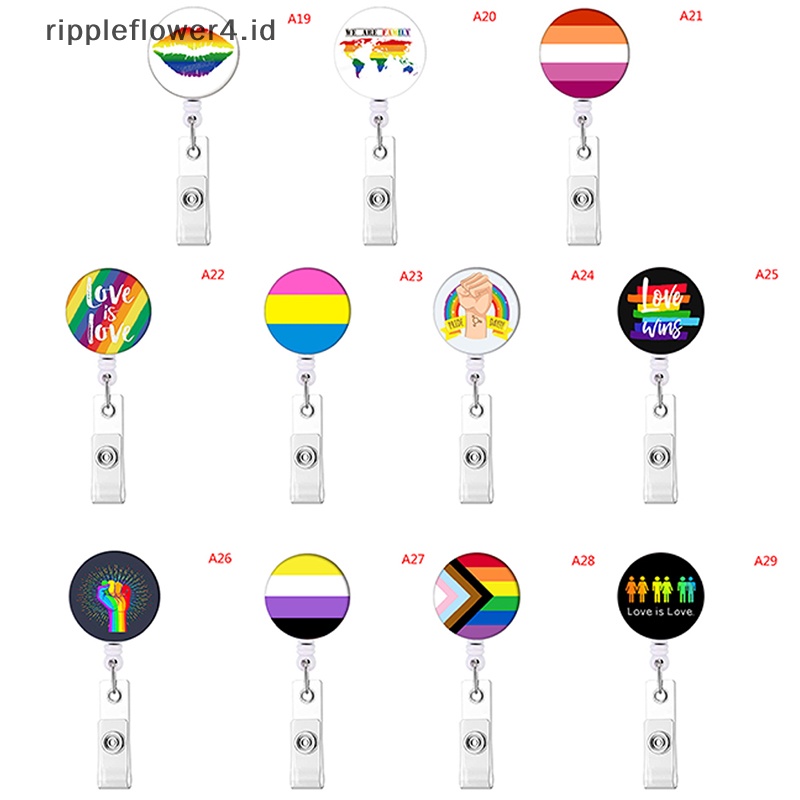 {rippleflower4.id} Pride Rain Gay Ditarik Lencana Mendukung Gay Bros LGBT Ditarik Badge~