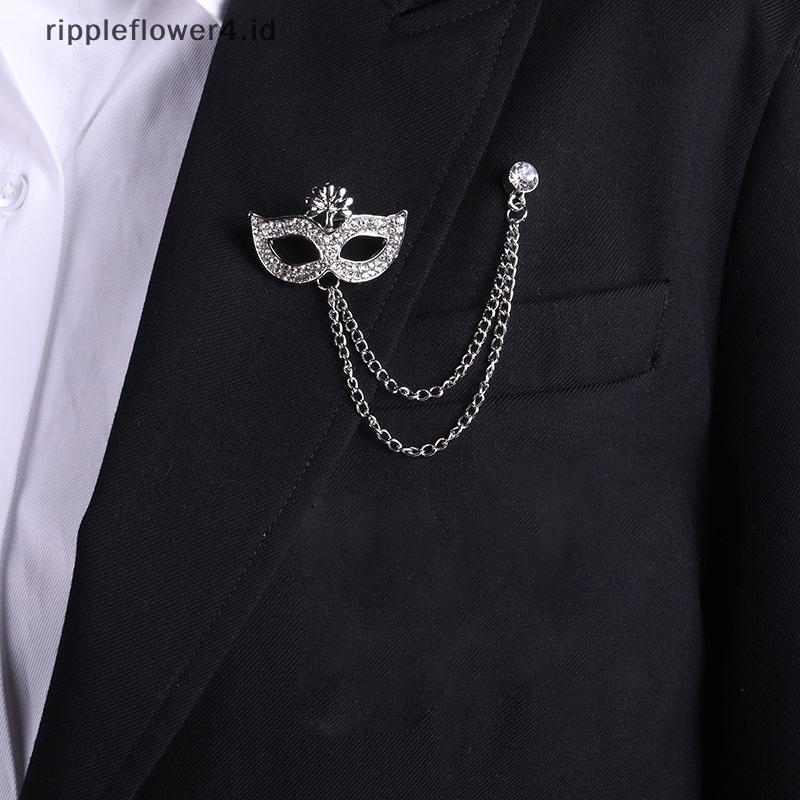 {rippleflower4.id} Masker Mahkota Nota Bros Kristal Rumbai Rantai Kerah Pin Jas Baju Fashion Pakaian Bros Untuk Wanita Pria Payudara Bunga Sepatu Topi Aksesoris~