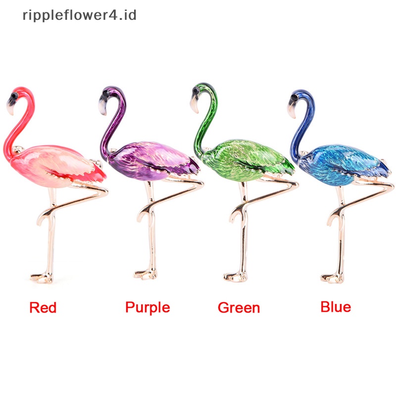 {rippleflower4.id} Flamingo Bros Pin Enamel Kerah Bros Wanita Lencana Perhiasan Bros Aksesoris~