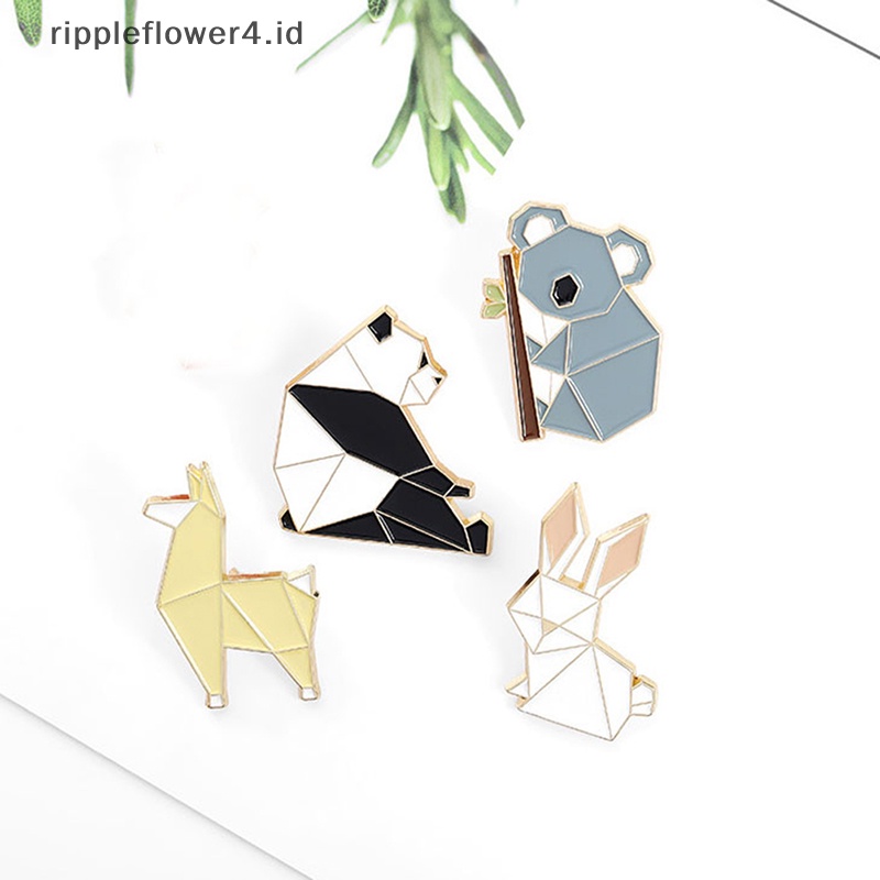 {rippleflower4.id} Pin Enamel Hewan Panda Koala Alpaka Kelinci Bros Tas Pakaian Kerah Pin Lencana~