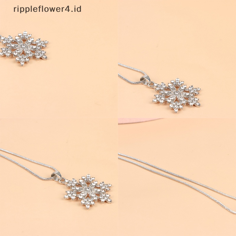 {rippleflower4.id} 3pcs /Set Snowflake Kalung Anting Set Perhiasan Aksesoris Hadiah Valene~