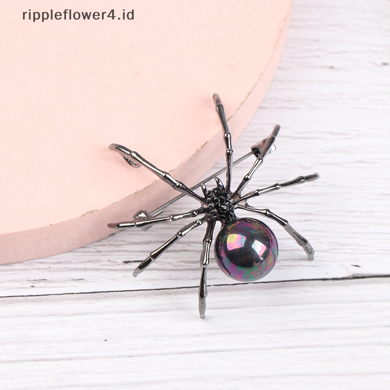 {rippleflower4.id} Fashion Wanita Berlian Imitasi Mutiara Imitasi Spider Bros Pin Korsase Lapel Perhiasan Hadiah~