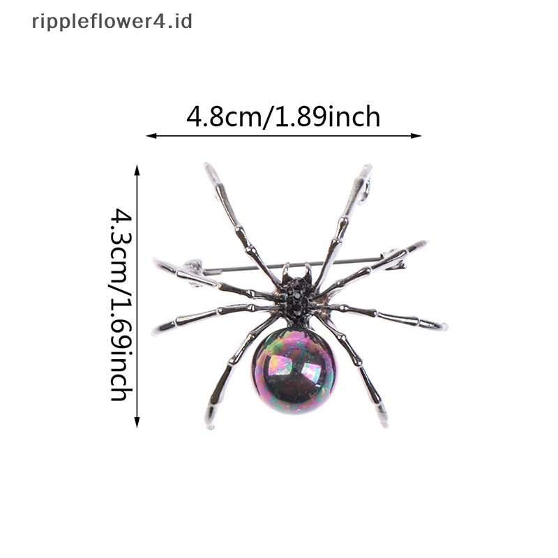 {rippleflower4.id} Fashion Wanita Berlian Imitasi Mutiara Imitasi Spider Bros Pin Korsase Lapel Perhiasan Hadiah~