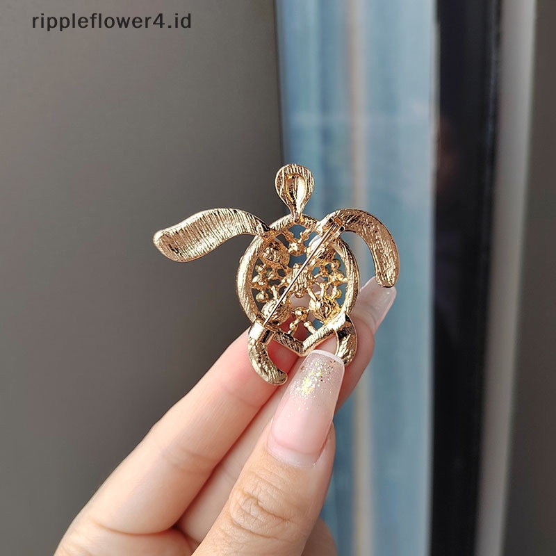 {rippleflower4.id} Biru Berlian Imitasi Penyu Laut Hewan Bros Pin Kristal Vintage Logam Kura Bros Untuk Wanita Mantel Lencana Korsase Perhiasan Hadiah~