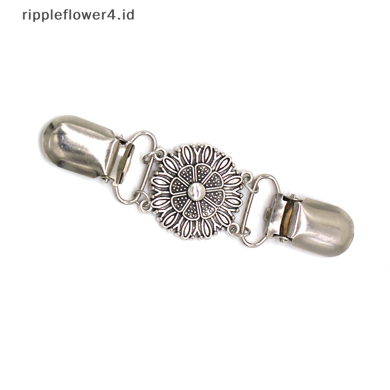 {rippleflower4.id} Vintage Cardigan Duck Clip Pin Wanita Selendang Blouse Kerah Sweater Scarf Gesper Gesper Bunga Rhinestones Cape Shawl Bebek Klip~