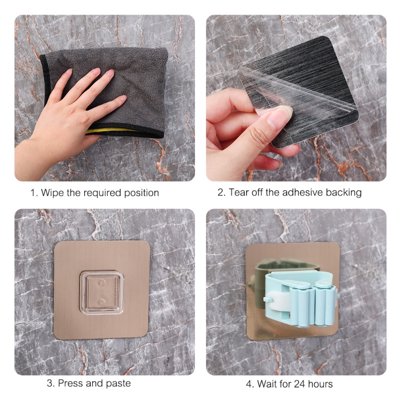 Portable Wall Mounted Detachable ABS Mop Holder/ Klip Penyimpanan Sapu Tanpa Perekat Diri Meninju/ Rumah Sikat Payung Serbaguna Organize Rack