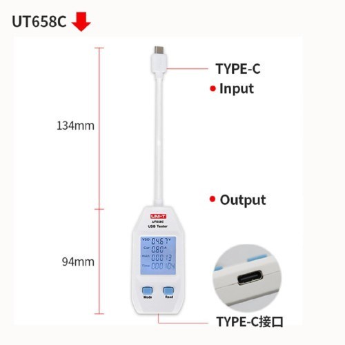 AKN88 - UNI-T UT658C - Portable USB Type-C Voltmeter Power Meter Tester