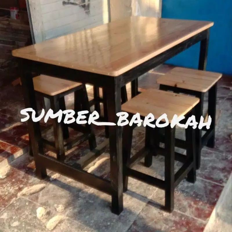 (010).  meja makan kayu jati belanda kursi makan meja cafe