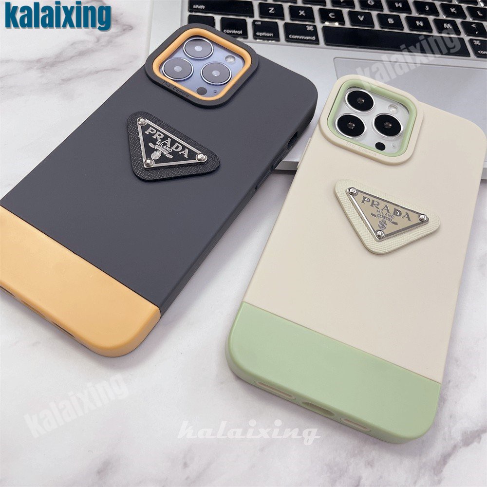 Case Logo Prada 3D Persegi Warna-Warni Untuk iPhone 14Plus 13pro Max 11 Pro X Xr Xs Max Case Warna Campur Soft Caing Tepi Lurus