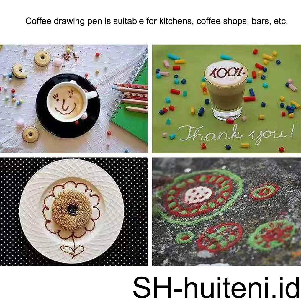 Pena Bumbu Kopi Anti Selip Kue Dekorasi Pulpen Pena Ukiran Kopi Baking Pastry Tools Pen Latte Art Elektrik Untuk Dapur