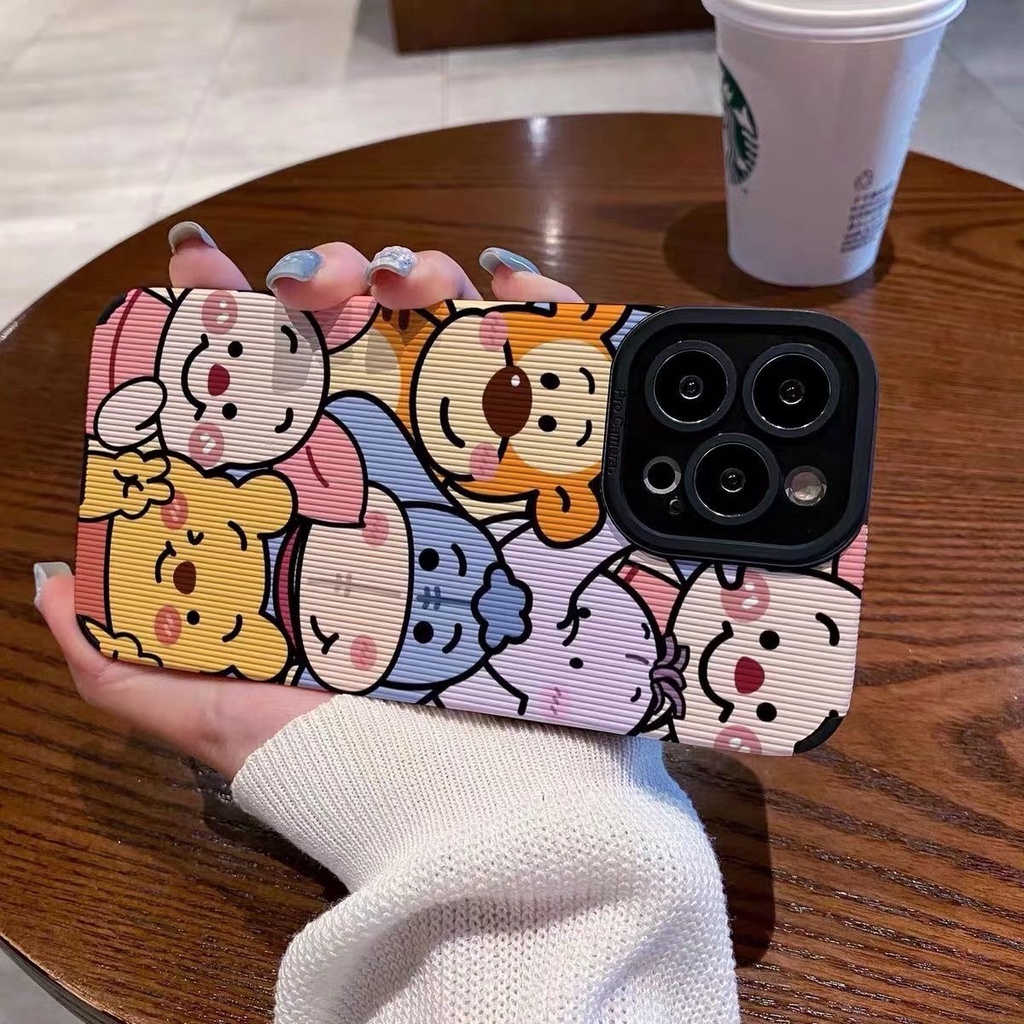 All New Cartoon Winnie the Pooth Friends Soft Case IPhone 7 Plus 8 Plus X XS XR XS Max 11 13 12 14 PRO Max 14 Plus SE Phone Case Girl Girl Women' Fashion Lovely