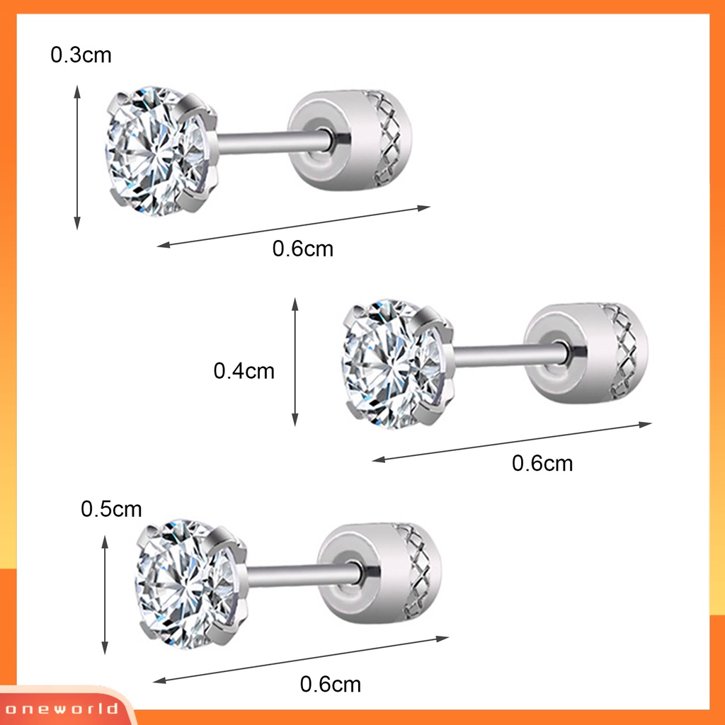 [WOD] Anting Giwang Fashionable Unisex Berlian Imitasi Bulat Cubic Zirconia Titanium Steel Untuk Hadiah