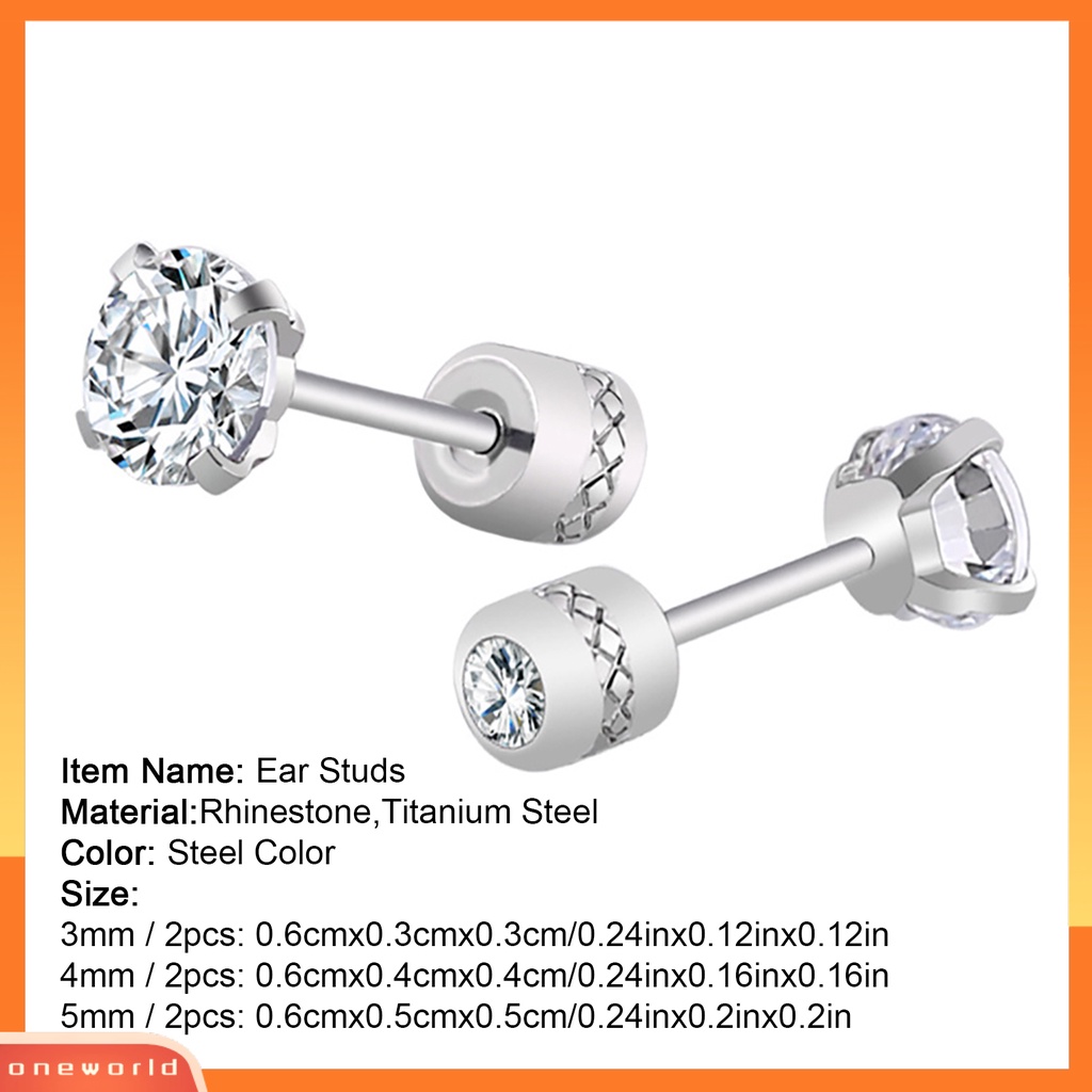 [WOD] Anting Giwang Fashionable Unisex Berlian Imitasi Bulat Cubic Zirconia Titanium Steel Untuk Hadiah