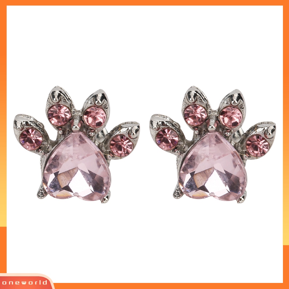 [WOD] Cute Cubic Zirconia Hias Kucing Paw Stud Anting Wanita Tindik Perhiasan Hadiah