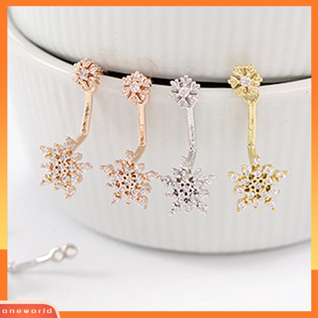 [WOD] Anting Gantung Kristal Berlian Imitasi Snowflake Fashion Elegan Untuk Pakaian Sehari-Hari Wanita