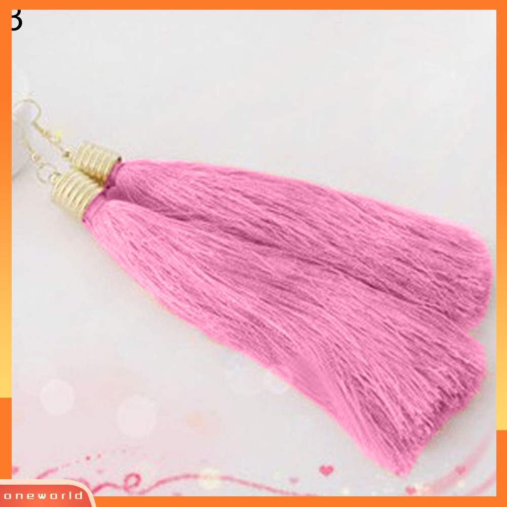 [WOD] Bohemian Hook Anting Wanita Vintage Panjang Rumbai Fringe Boho Menjuntai Earrings