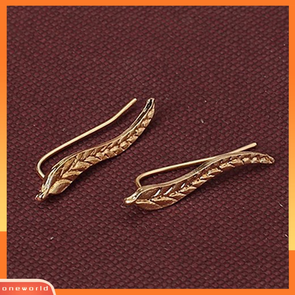 [WOD] 1pasang Anting Tusuk Telinga Bentuk Daun Bahan Alloy Indah Fashion Stud Untuk Wanita