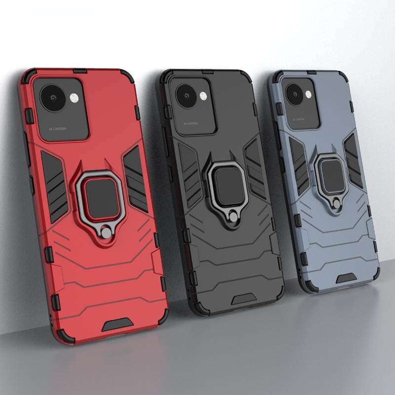 Shockproof Armor Case Untuk Realme C30 Cases Stand Holder Mobil Magnetik Ponsel Penutup Belakang Untuk OPPO Realme C30 Fundas