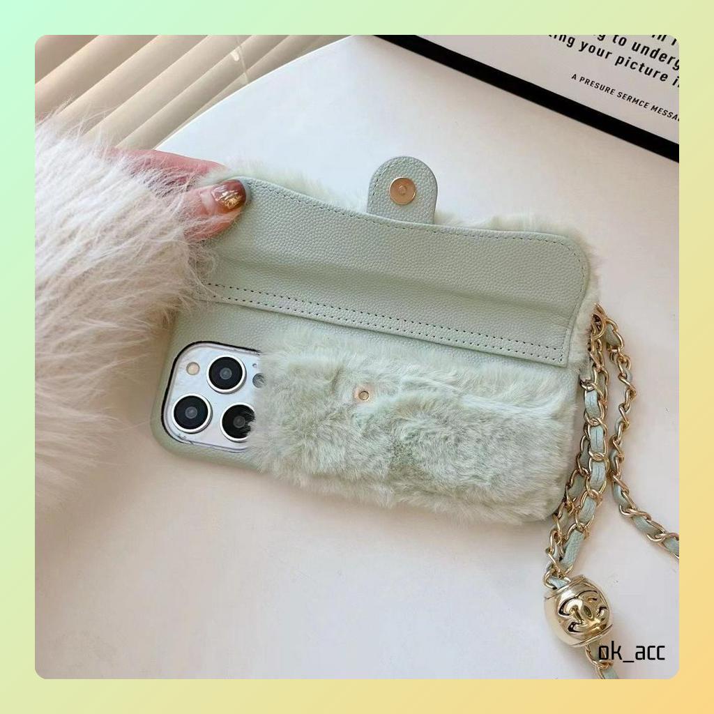 Casing Tali Chain Rantai cantik Korean Bulu FJ12 For Iphone 14 Pro max Plus 14+ 14Plus