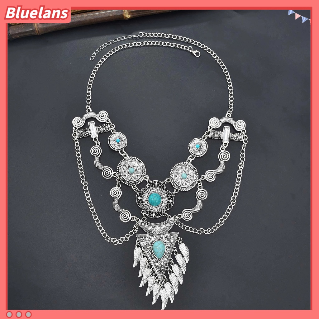 [BLS] Ladies Necklace Berlebihan Vintage Multi-layer Handmade Adjustable Dress Up Cantik Gaya Etnik Vintage Ukiran Kalung Pesta Perhiasan
