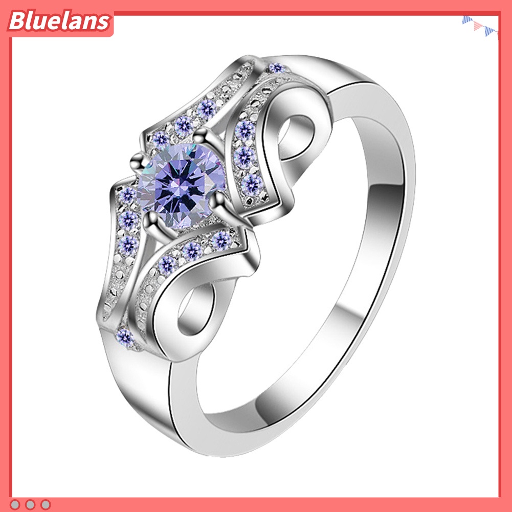 [BLS] Fashion Ungu Cubic Zirconia Bertatahkan Wanita Jari Cincin Menawan Perhiasan Hadiah