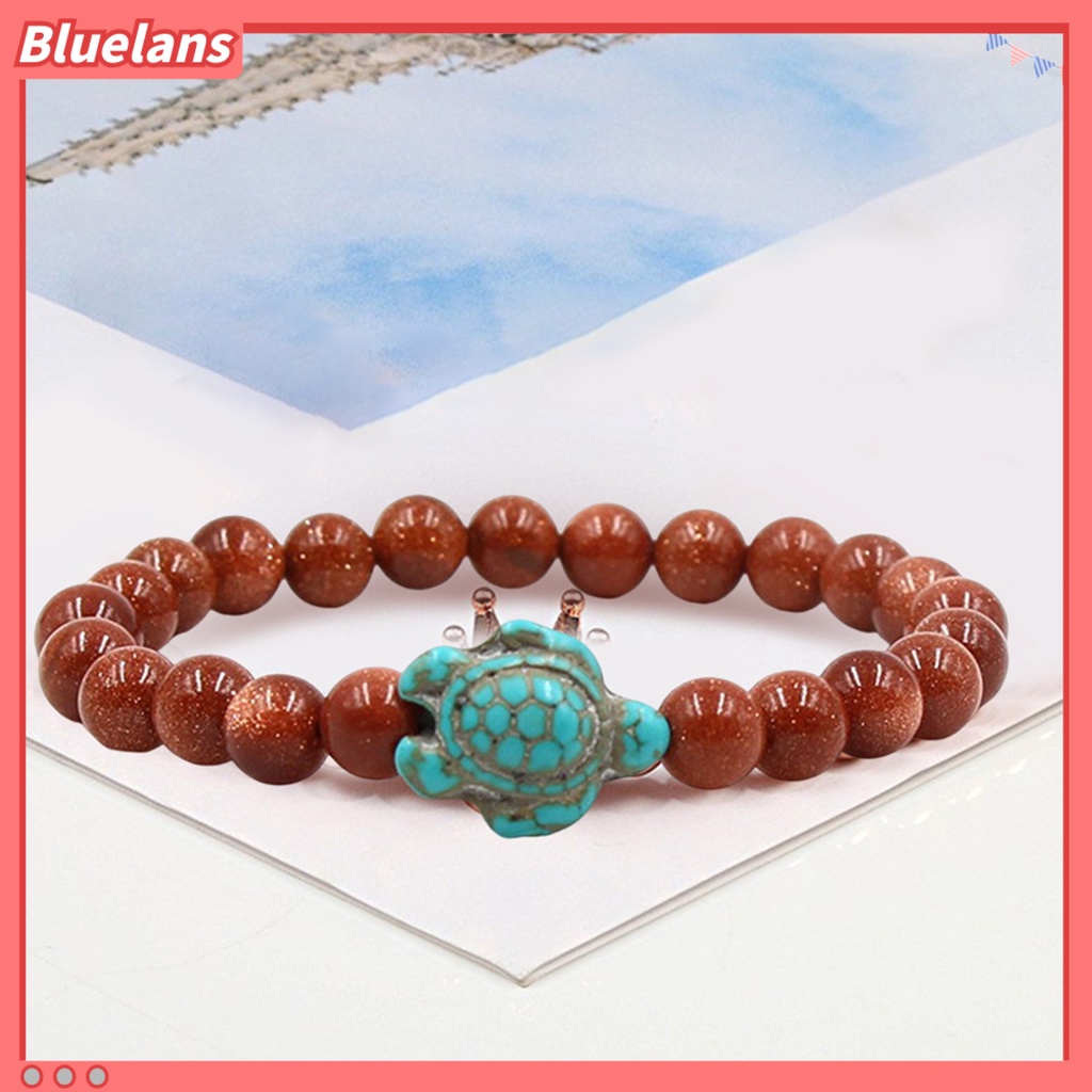 [BLS] Beads Gelang Sea Turtle Beaded Tali Elastis Adjustable Boho Dekorasi Hadiah Hari Kasih Sayang Wanita Pria 8mm Natural Faux Stone Friendship Bangle Untuk Pacaran