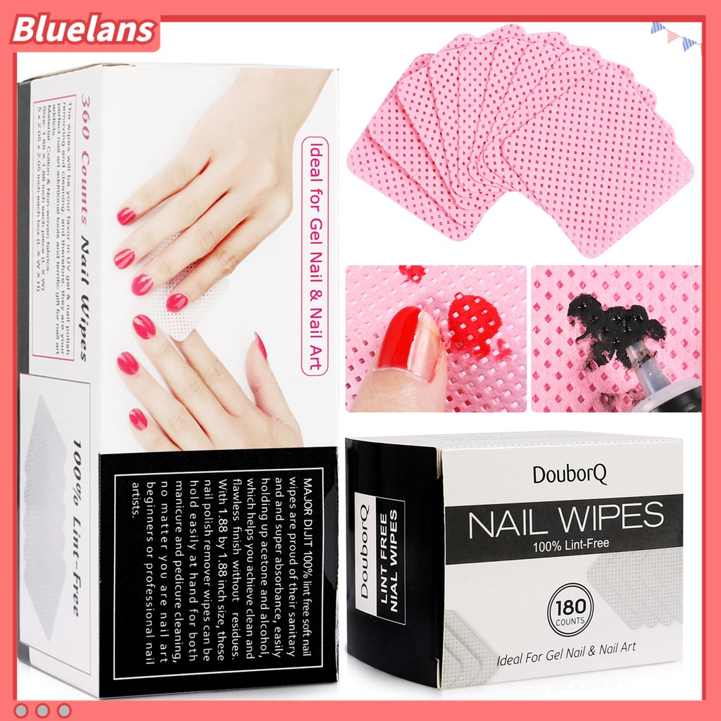 [BLM] 180/360pcs Nail Clean Pad Lint Free Gel Cuci Aksesoris Gel Kutek Cabut Sprei Katun Perlengkapan Kuku