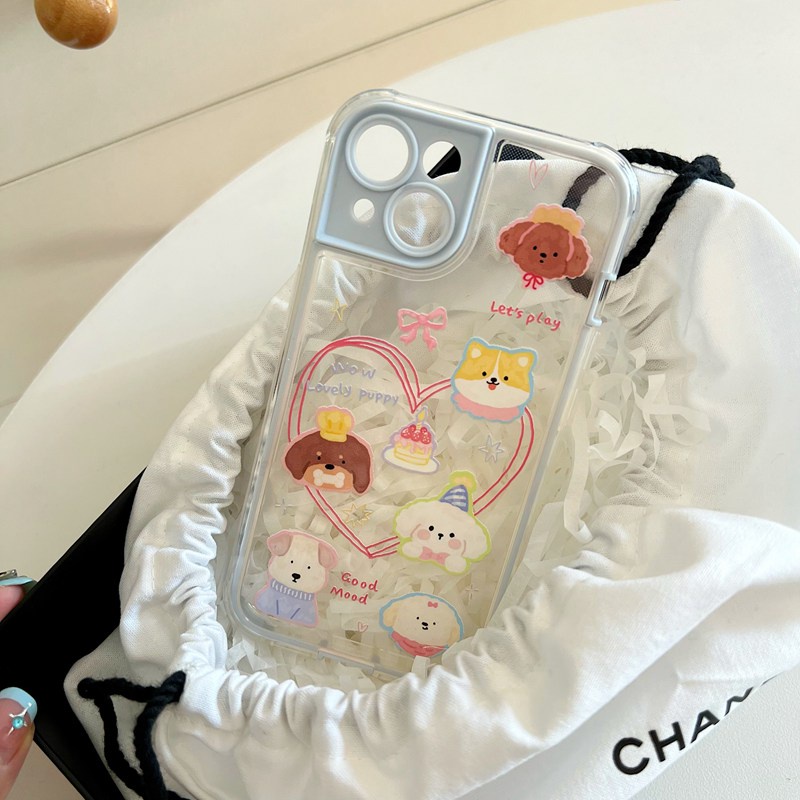 Graffiti Love Puppy Soft TPU Case iP iPhone 14 + Plus 11 12 13 Pro Max 2in1 FTD Girl Woman Casing Apple