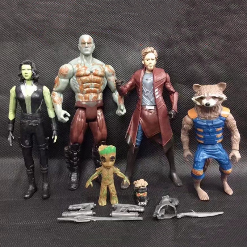 5pcs /set Film Guardians of the Galaxy Action Figure Star-Lord Groot Rocket Raccoon Gamora Model Patung Mainan Untuk Anak