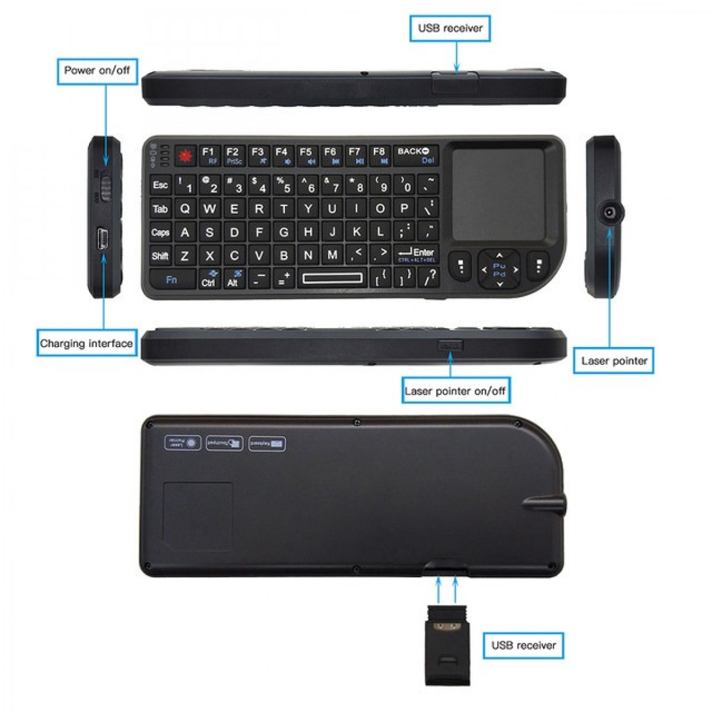 HotLouse Keyboard Wireless Mini Pointer 2.4GHz Dengan Touch Pad