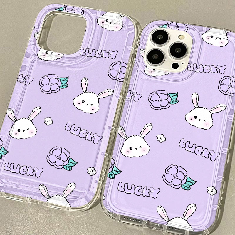 Lucky Bunny Case Untuk Oppo Realme C11 C3 C1 C20 C20A C21 C21Y C25 C25S C25Y C12 C15 10 9i 8i 8Pro 6i PH 5i 5s 9i U1 Reno 8 7 Lite Narzo 30 20 30A Airbag Shockproof Cover