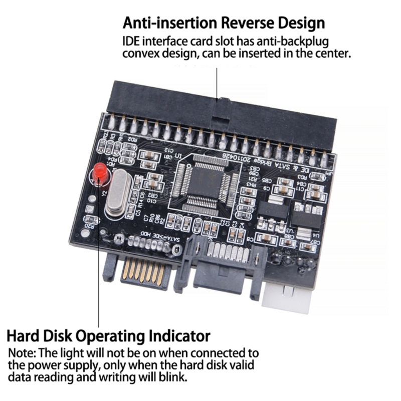 Zzz IDE Ke Konverter IDE Ke Arah Kualitas Tinggi Pemasangan Mudah Mendukung Sistem Jendela Dengan Kabel 7PIN IDE Cord