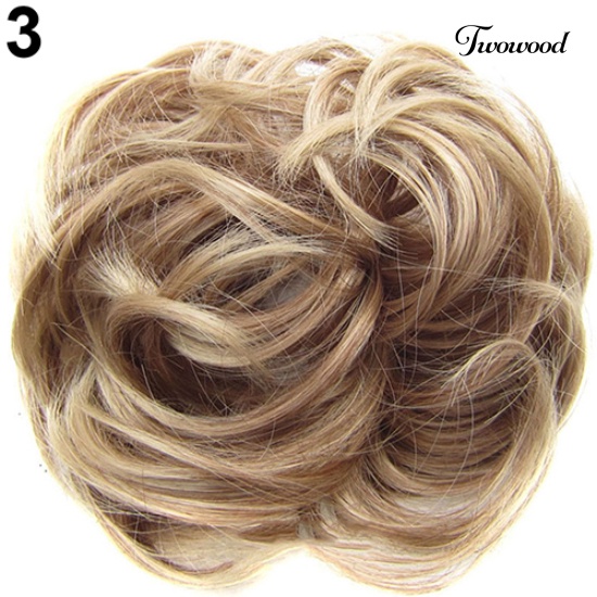 Twowood Wanita Wavy Curly Bun Sintetis Bud Hair Extension Rambut Berantakan Hairpieces