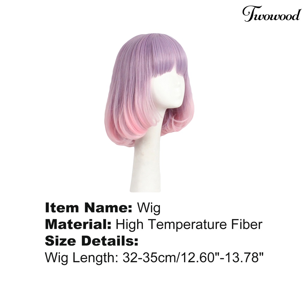 Twowood Wig Cosplay Anime Keriting Tahan Panas Hias Bentuk Pir Wig Pink Untuk Gadis