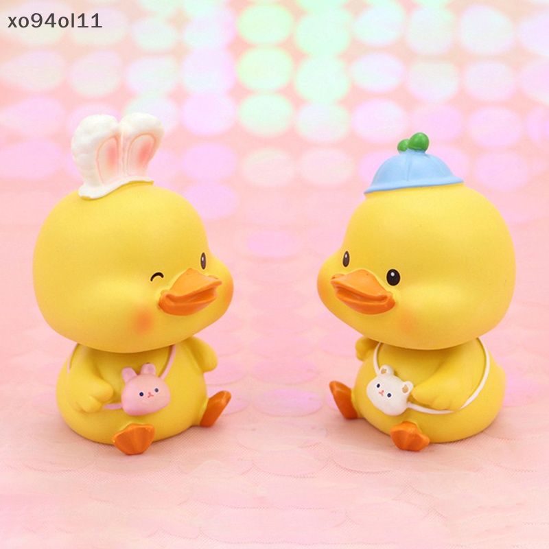 Xo Ornamen Mobil Lucu Resin Busur Bando Bebek Goyang Kepalanya Boneka Mobil Dekorasi OL