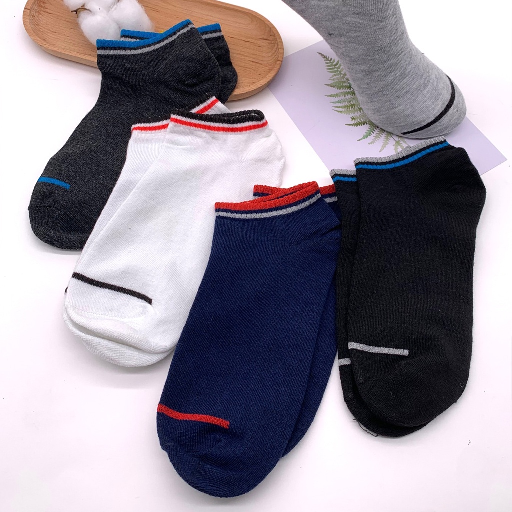 BRGUNIK Kaos Kaki Korea Style Casual Sport Motif Garis Kaos Kaki Pria Wanita Bahan Katun KK124