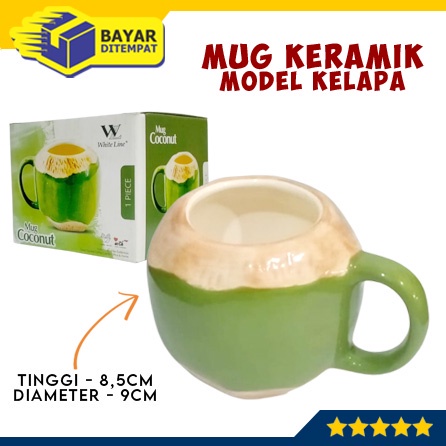 Mug Gelas Cangkir Bentuk Kelapa Muda Degan Hijau Coconut