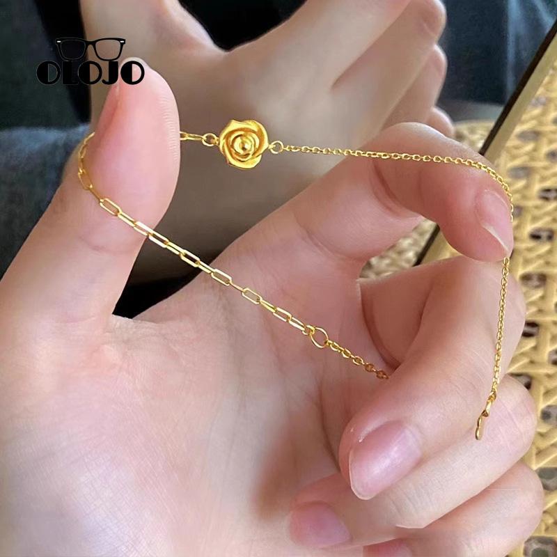 [Olojo Gelang Mawar Pasangan Ladybro Hadiah Ulang Tahun Gadis Elegan Gelang Bunga