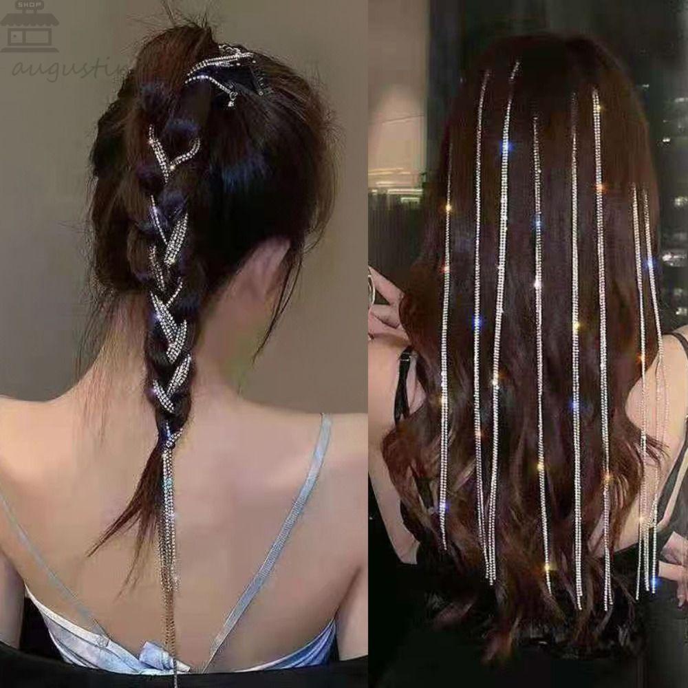 Agustina Rumbai Ekstensi Rambut Rantai Fasion Pesta Keren Wanita Sisir BB Klip Rambut Ekstensi Clip on Anak Afrika Hairband Dekorasi