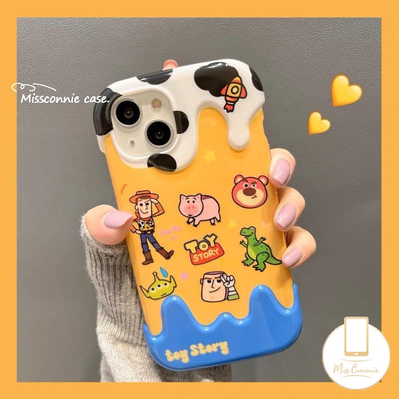 IPHONE Fashion Leopard 3D Ice Cream Case Kompatibel Untuk Iphone11 14 13 12 Pro Max XR X 7 8 Plus XS Max 7Plus Kartun Lucu Toy Story Buzz Lightyear Strawberry Bear Manyo Soft Cover