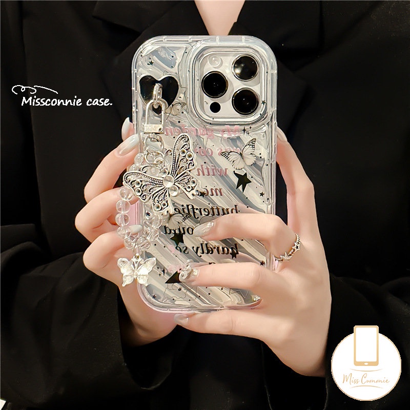 Fantasy Bintang Kupu-Kupu Bunga Huruf Laser Card Case Kompatibel Untuk IPhone 11XR 11 14 12 13 Pro MAX 6 6S 7 8 Plus X XS MAX SE 2020 3D Stereo Motif Bergelombang Shockproof Cover