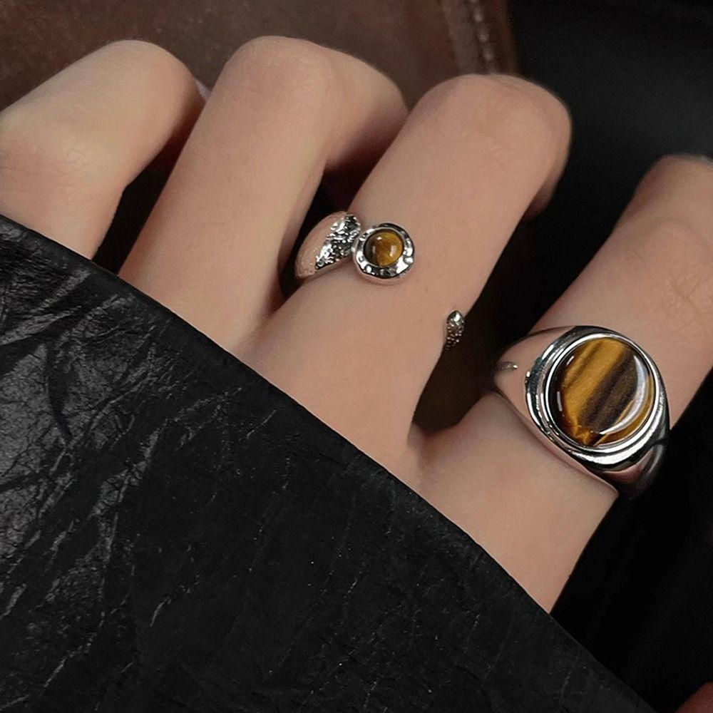 Mxbeauty Wanita Pembukaan Cincin Keren Adjustable Fashion Perhiasan Jari Cincin Niche Desain Gadis Hadiah Gadis Y2k Ring