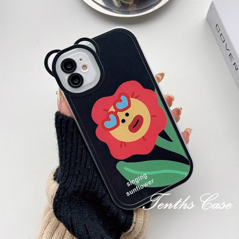 Kompatibel Untuk Iphone14 13 12 11 Pro Max X XR Xs Max8 7 6 6s Plus Se2020Layar Penuh Impish Flower Bear Ear Soft Clear Cover